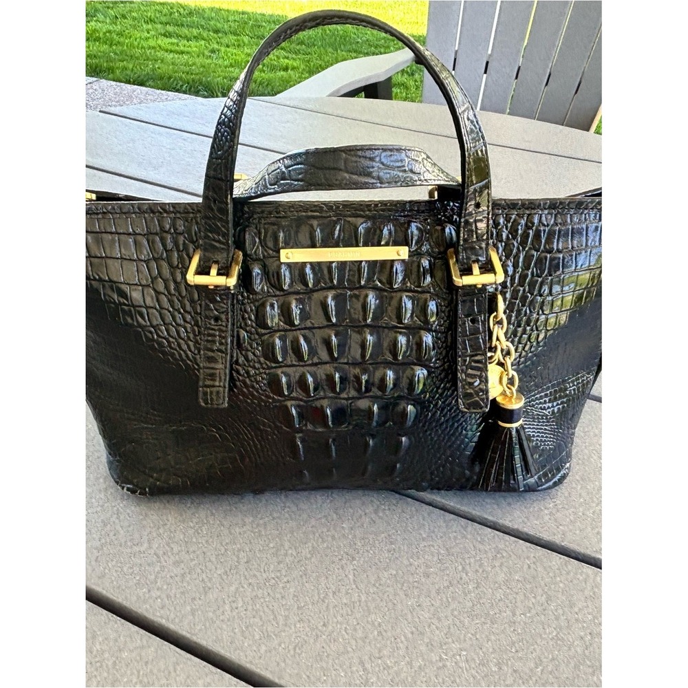 BRAHMIN MINI ASHER Satchel In Black Melbourne Genuine Leather shoulder bag tote - Picture 12 of 12